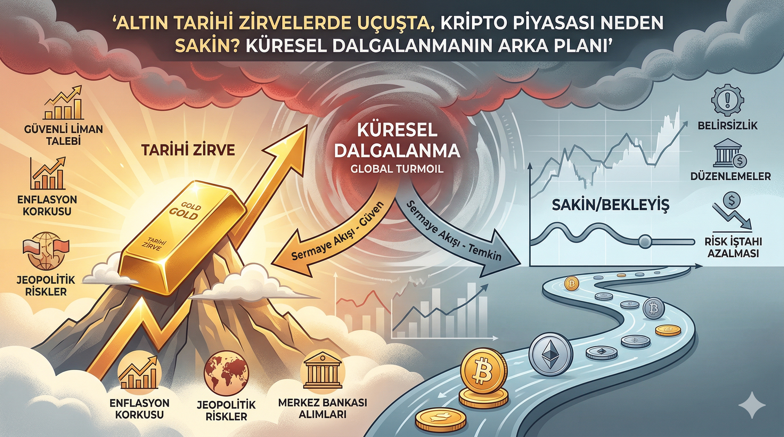 Altın Neden Tarihi Zirvelerde Uçuşta, Kripto Piyasası Neden Sakin? Küresel Dalgalanmanın Arka Planı