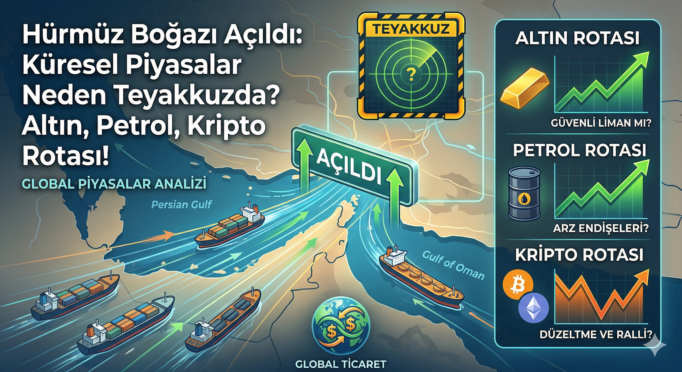 Hürmüz Boğazı Açıldı: Küresel Piyasalar Neden Teyakkuzda? Altın, Petrol, Kripto Rotası!