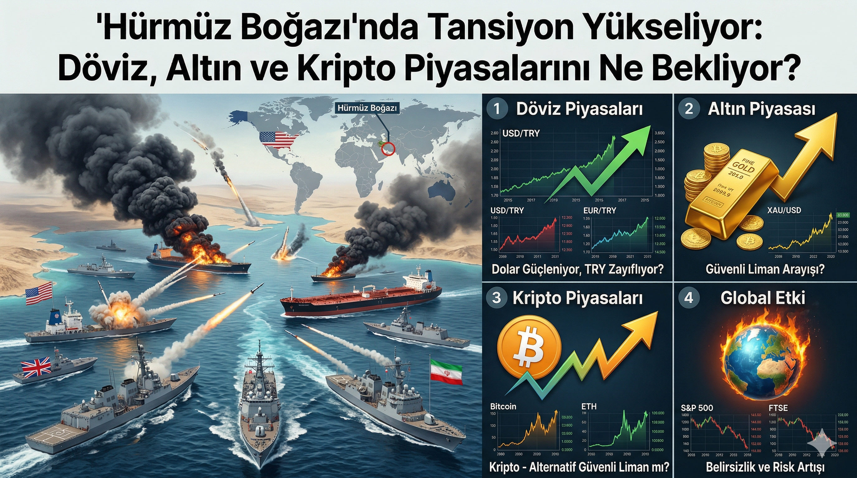 Hürmüz Boğazı'nda Tansiyon Yükseliyor: Döviz, Altın ve Kripto Piyasalarını Ne Bekliyor?