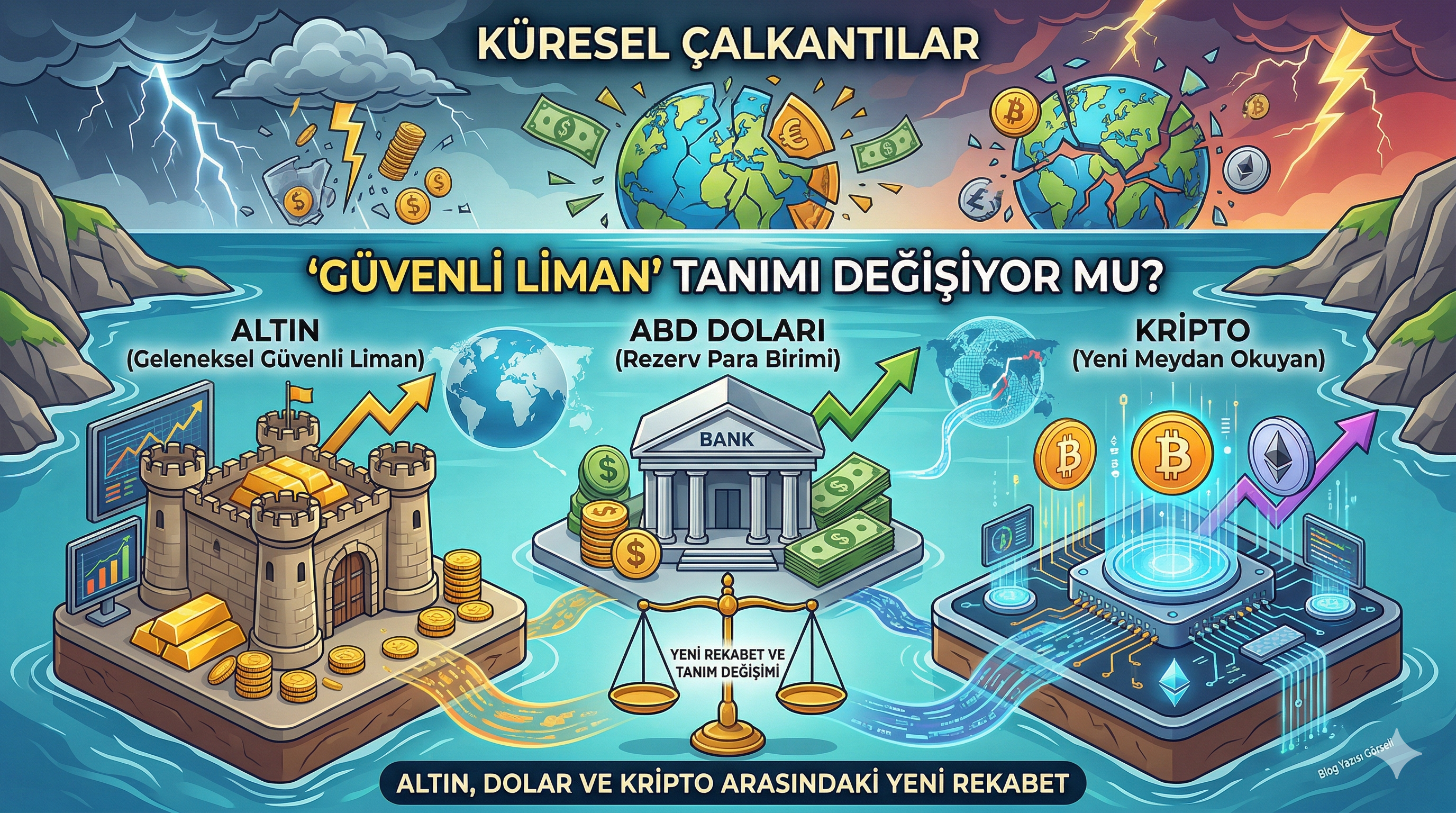 Küresel Çalkantılar Devam Ederken: 'Güvenli Liman' Tanımı Değişiyor mu? Altın, Dolar ve Kripto Arasındaki Yeni Rekabet