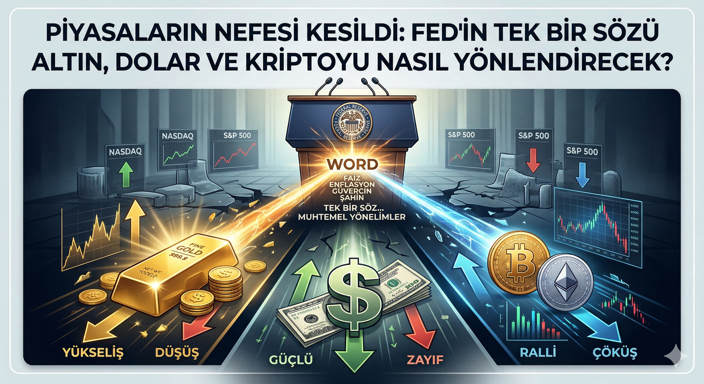 Piyasaların Nefesi Kesildi: Fed'in Tek Bir Sözü Altın, Dolar ve Kriptoyu Nasıl Yönlendirecek?